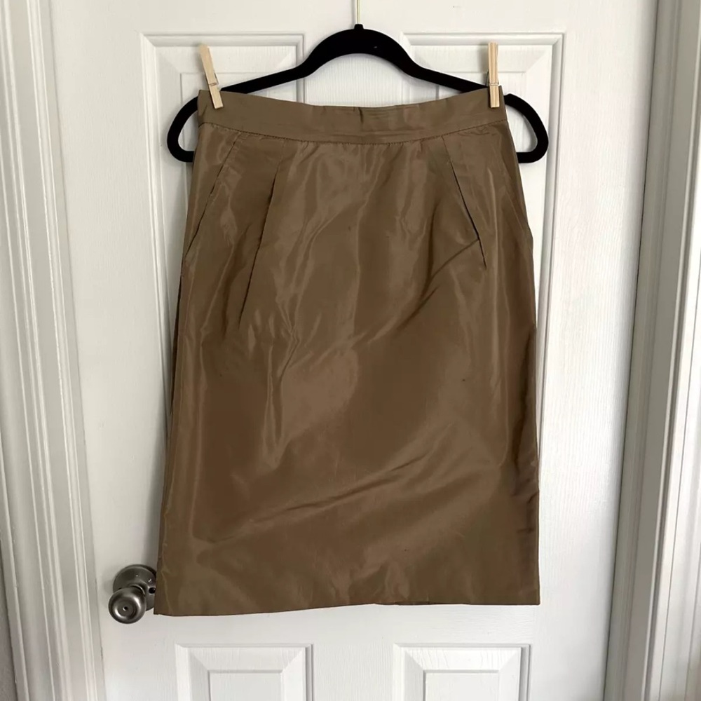 Dolce and Gabbana Preloved Tan Zipper Pencil Skirt Size 44 Italian